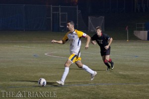 Senior defender Tal Bublil works the ball forward against Northeastern University during Drexel’s 2-1 loss to the Huskies Oct. 3, 2012, at Vidas Field. Bublil was named to the Preseason All-CAA Team prior to the 2013 season.