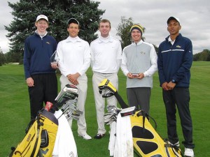 The Drexel golf team fi nished in second place at the Cornell Invitational with a total score of 900 over three rounds. Sophomore Christopher Crawford, second from right, shot three under par to win the individual title.