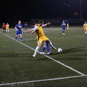 Midfielder Nathan page fights for possession during Drexel’s 1-1 draw against Hofstra University Oct. 30. The senior leads the Dragons with five goals this season.