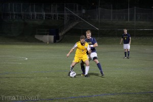 Senior Nathan Page controls possession during Drexel’s 1-0 win over La Salle University Sept. 17. The midfielder is tied for the team lead in goals this season with four.