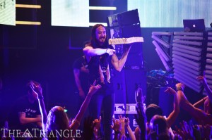 Photo Courtesy Dominick Lewis. Steve Aoki performed with Waka Flocka Flame and Borgore at the Electric Factory Oct. 24. Aoki played hits like “Turbulence” and his remix of Kid Cudi’s “Pursuit of Happiness,” as well as his new song with Linkin Park, “A Light That Never Comes.”