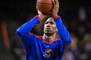 Kansas Jayhawks center Joel Embiid (21) warms up before the game against the Baylor Bears at the Ferrell Center. The Jayhawks defeated the Bears 69-52. (Jerome Miron - USA Today Sports)