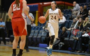 Rachel Pearson dribbles the ball down the court for the Dragons. (Photo Courtesy - Drexeldragons.com)