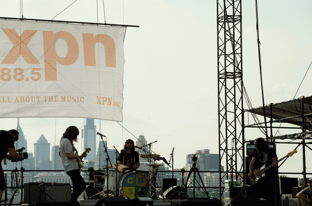 Courtney Barnett and her band play at the River Stage with the Philadelphia skyline in the background. Shane O'Connor The Triangle