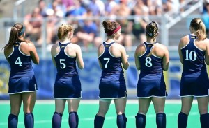 Several members of the field hockey team gather prior to their game against the University of North Carolina earlier this season. The Dragons are 4-8 on the seasons and 1-1 in Colonial Athletic Associaton play. Photo Courtesy Drexeldragons.com