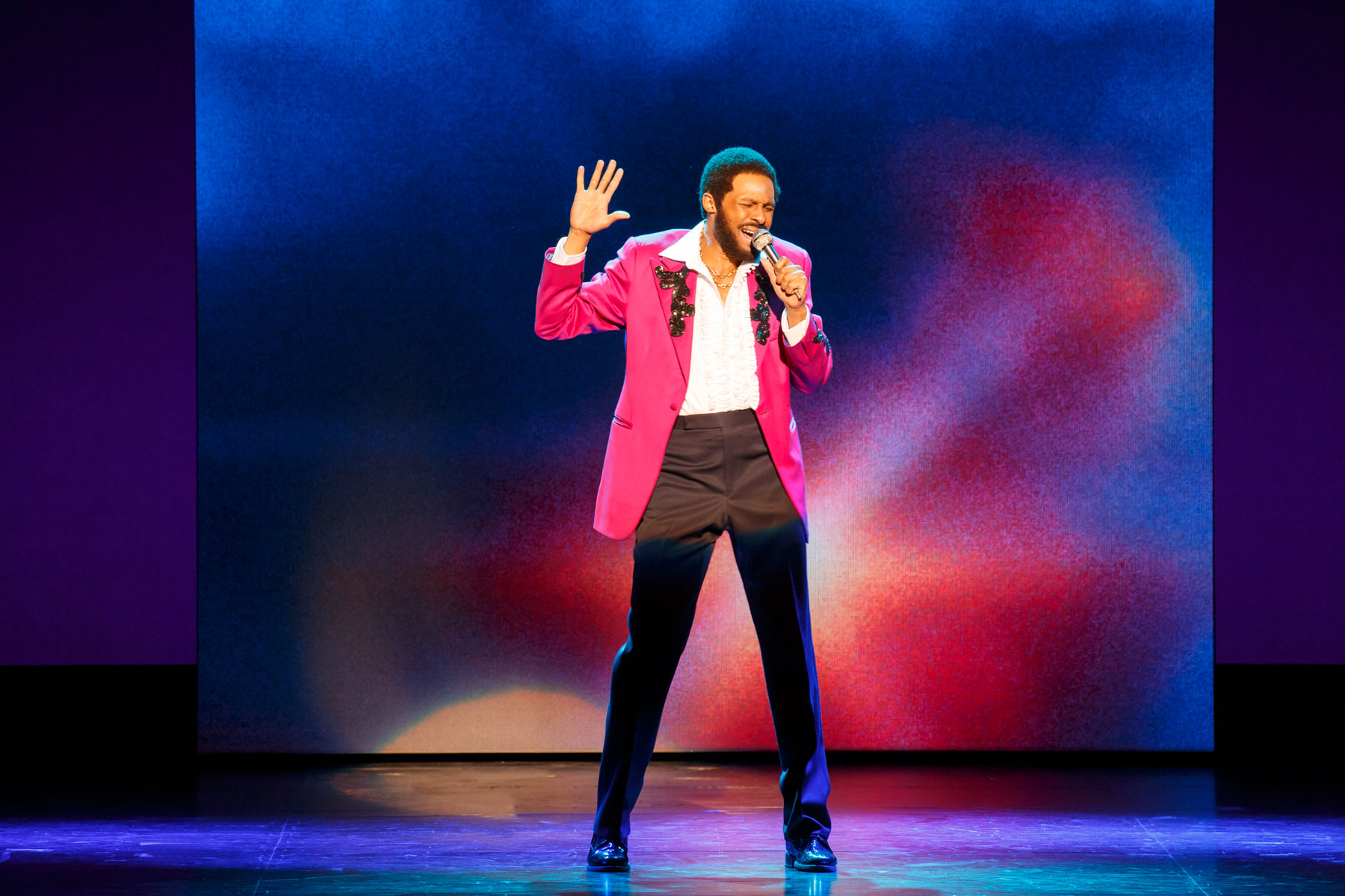 Jarran Muse portrayed legendary Motown recording artist Marvin Gaye in “Motown: The Musical,” playing May 30-June 11 in Philly. (Photograph courtesy of Joan Marcus)